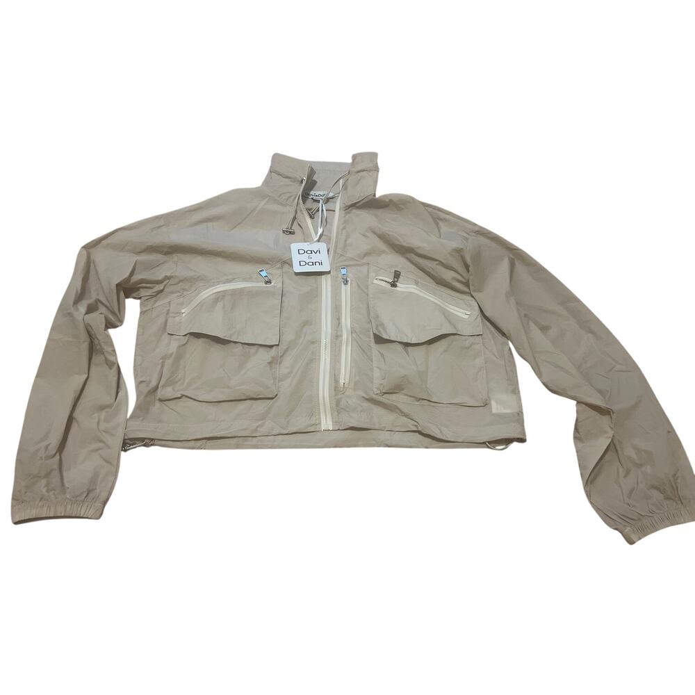 Davi & Dani Beige Windbreaker Bomber Sheer Jacket Size M/L New NWT Lightweight
